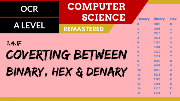 OCR A’LEVEL SLR13 Converting between Binary, Hex and Denary