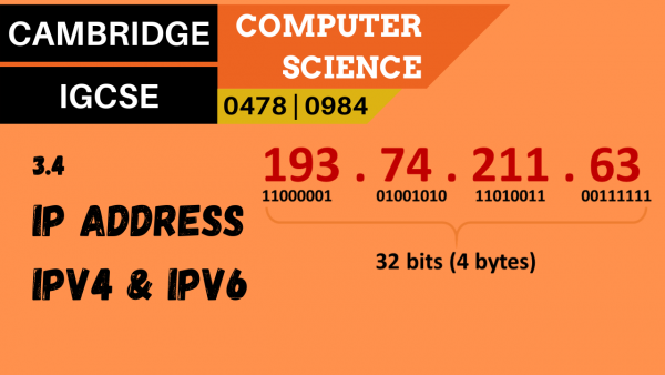 CAMBRIDGE IGCSE Topic 3.4 Internet Protocol (IP) address, IPv4 and IPv6